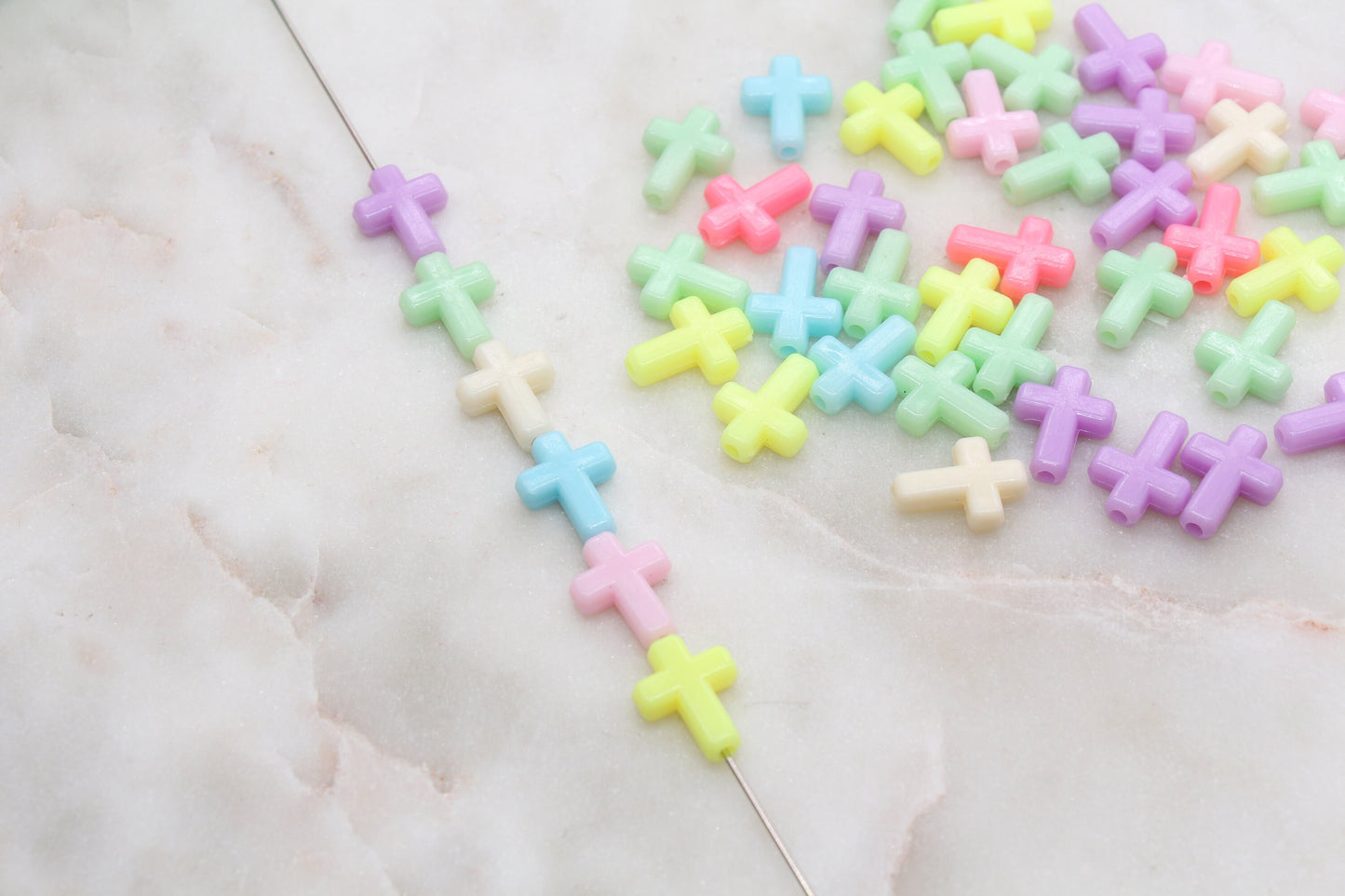 Multicolored Cross Beads, Acrylic Color Cross Beads, Plastic Cross Beads, Bracelet Beads #2722