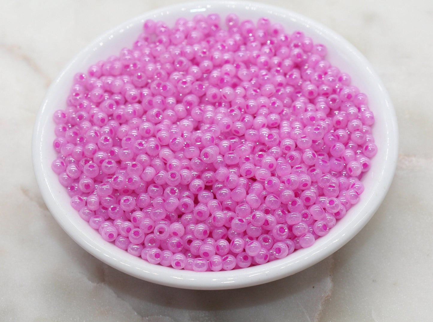 Round Creamy Glass Seed Beads, 4mm 6/0 Glass Round Seed Beads, Creamy Hot Pink Seed Beads, Glossy Rocailles Beads, Beading Supplies #2732