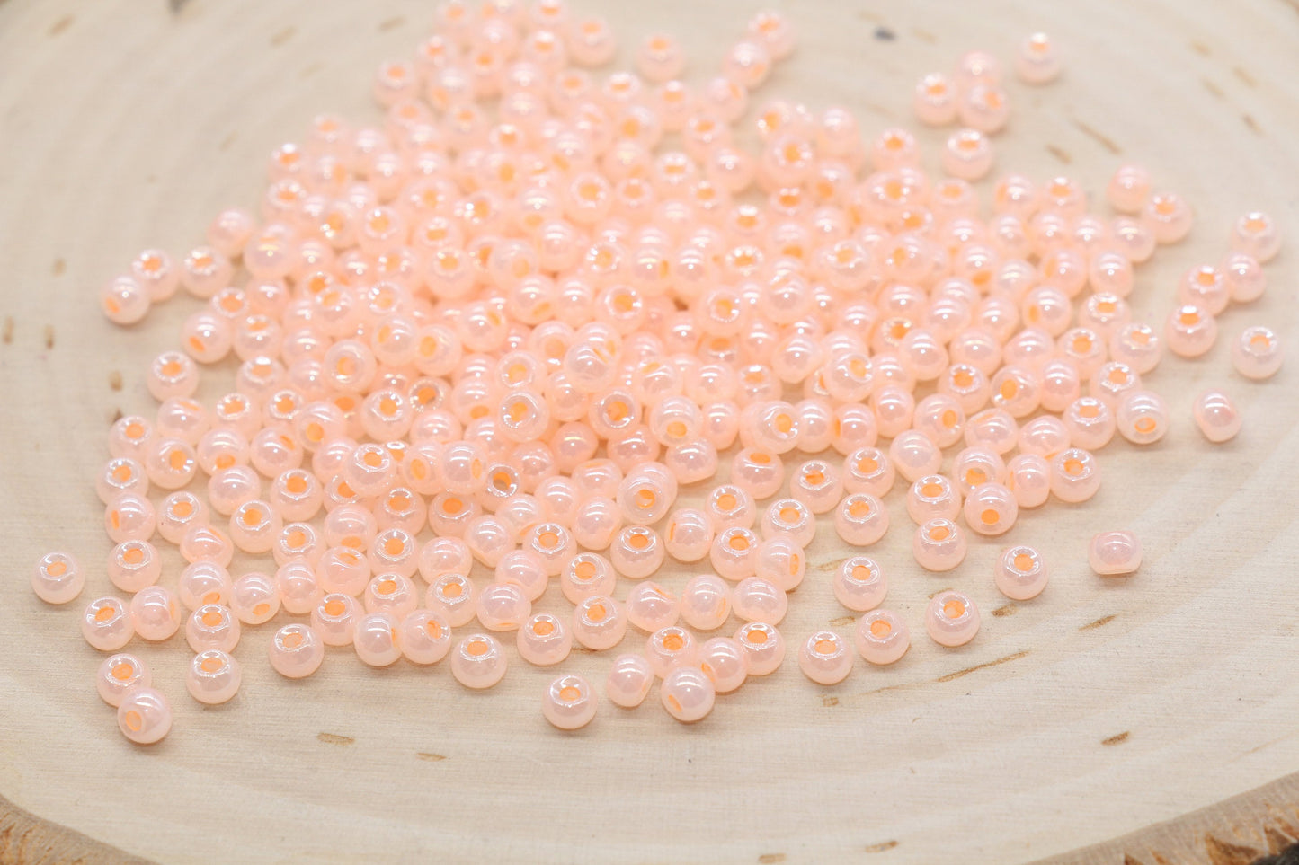 Round Creamy Glass Seed Beads, 4mm 6/0 Glass Round Seed Beads, Creamy Light Orange Seed Beads, Glossy Rocailles Beads, Beading Supplies#2743