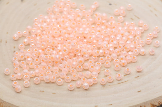 Round Creamy Glass Seed Beads, 4mm 6/0 Glass Round Seed Beads, Creamy Light Orange Seed Beads, Glossy Rocailles Beads, Beading Supplies#2743