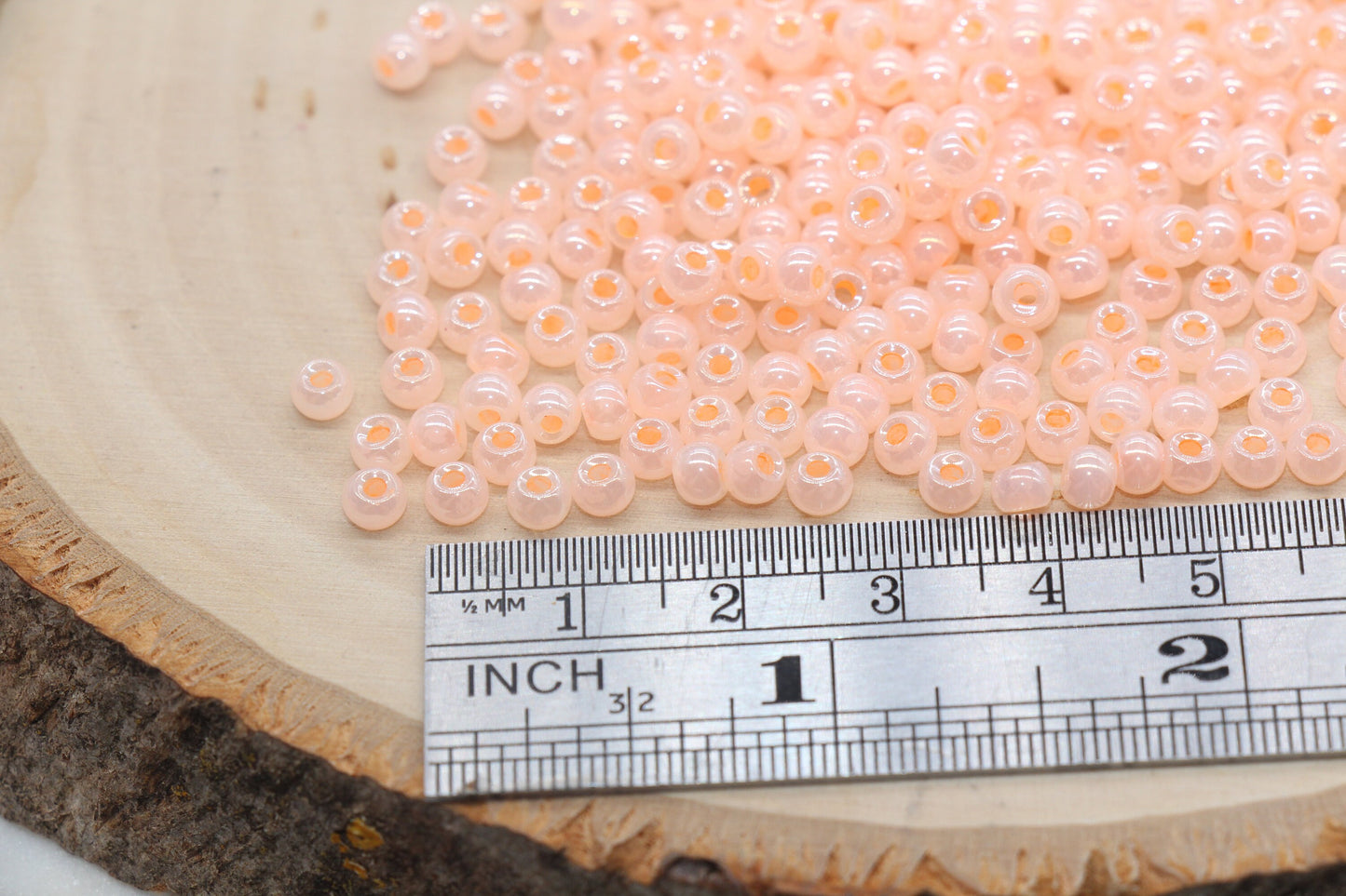 Round Creamy Glass Seed Beads, 4mm 6/0 Glass Round Seed Beads, Creamy Light Orange Seed Beads, Glossy Rocailles Beads, Beading Supplies#2743