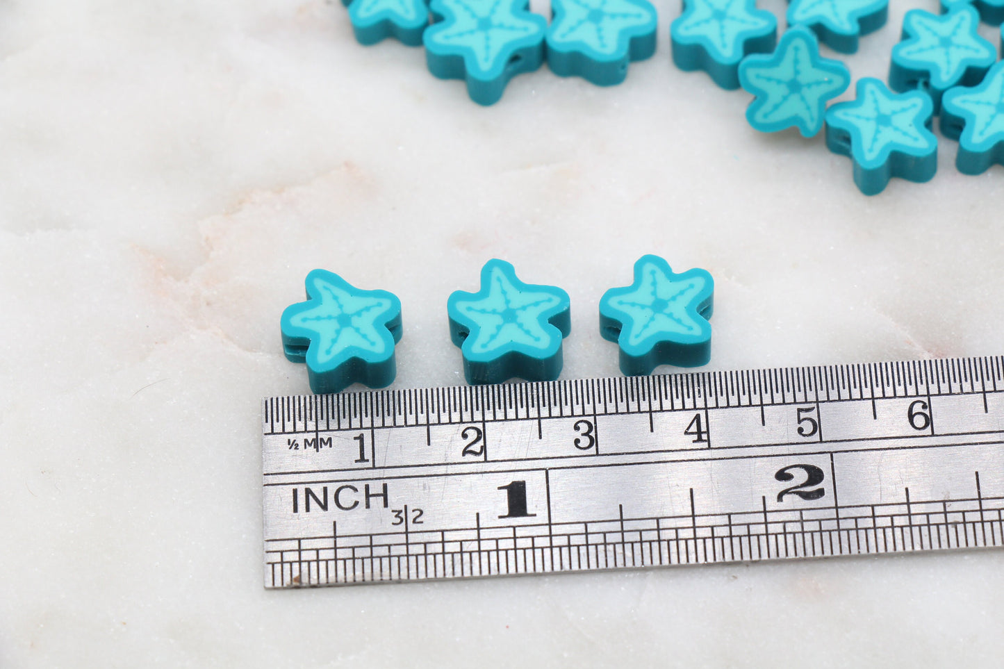 Starfish Polymer Clay Beads, Starfish Cane Beads, Sea Life Themed Beads, Jewelry Beads, Beads for Bracelet #342