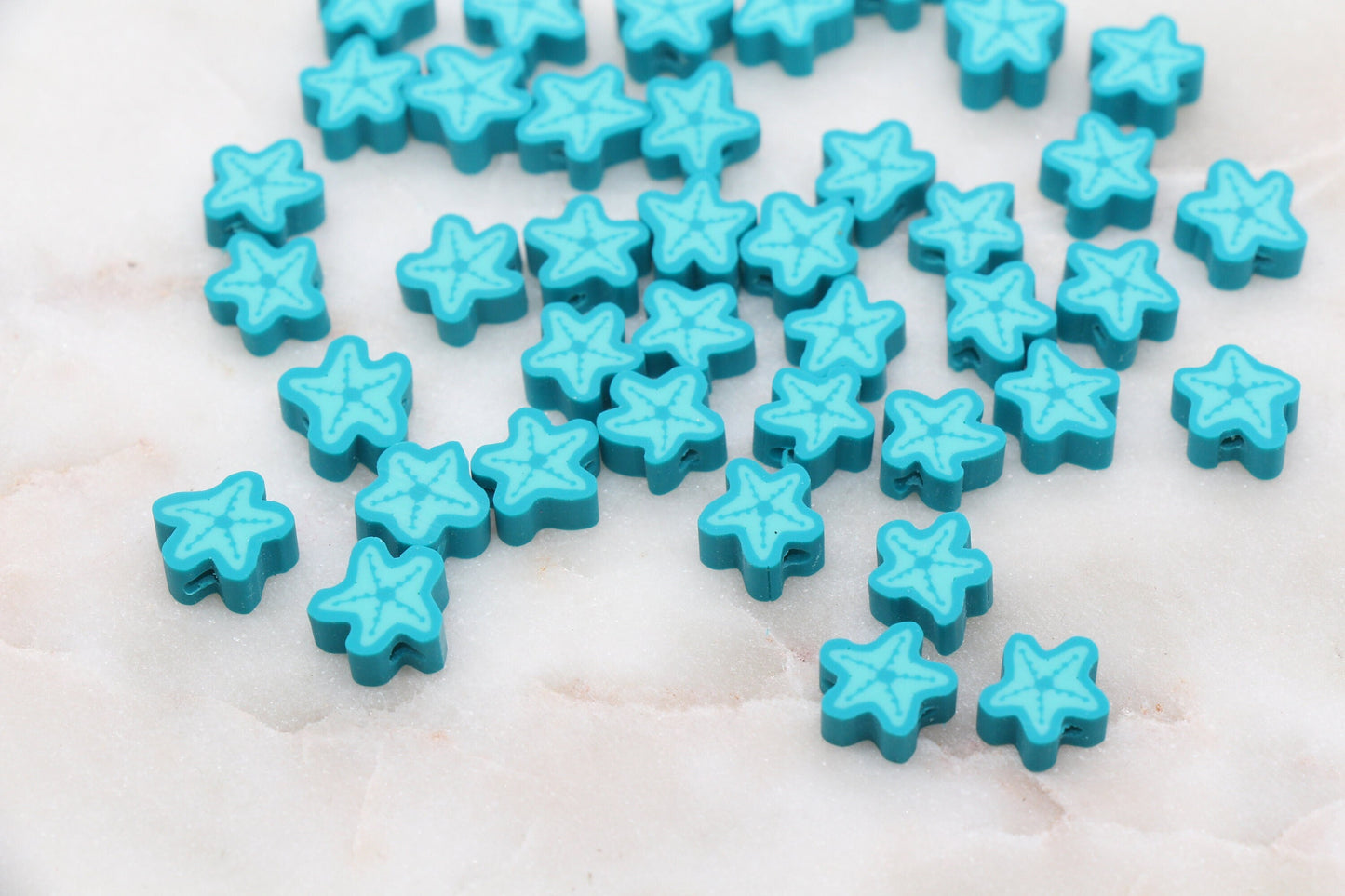 Starfish Polymer Clay Beads, Starfish Cane Beads, Sea Life Themed Beads, Jewelry Beads, Beads for Bracelet #342