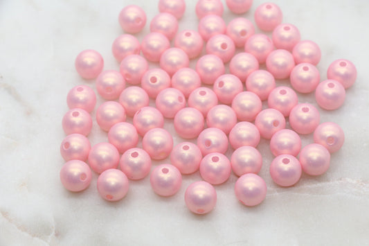 10mm Pink Shimmer Gumball Beads, Round Acrylic Loose Beads, Bubblegum Beads, Chunky Beads, Gumball Beads, Smooth Plastic Beads #2690