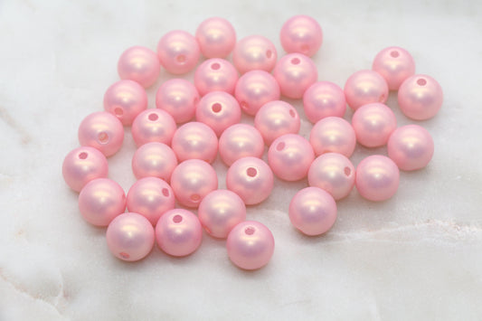 12mm Pink Shimmer Gumball Beads, Round Acrylic Loose Beads, Bubblegum Beads, Chunky Beads, Round Plastic Beads #2691