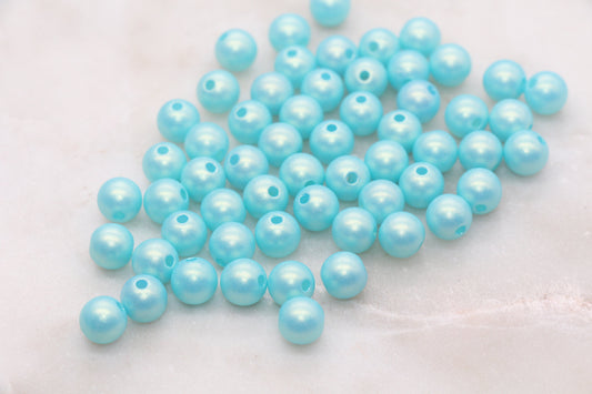 8mm Blue Shimmer Gumball Beads, Round Acrylic Loose Beads, Bubblegum Beads, Chunky Beads, Smooth Round Plastic Beads #2695