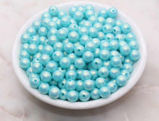 8mm Blue Shimmer Gumball Beads, Round Acrylic Loose Beads, Bubblegum Beads, Chunky Beads, Smooth Round Plastic Beads #2695