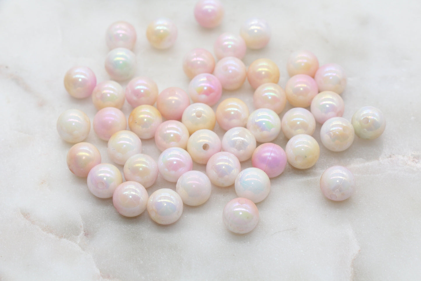 10mm Peach and Pink Ombre Round Beads, Acrylic Gumball Bead, Iridescent Round Beads, Bubblegum Beads, Plastic Round Bead, Jewelry Beads#2704