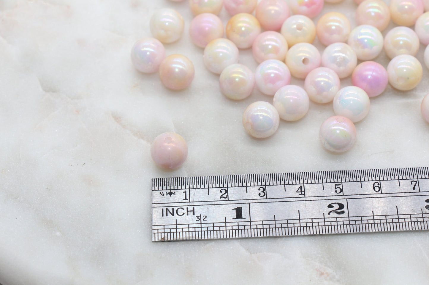 10mm Peach and Pink Ombre Round Beads, Acrylic Gumball Bead, Iridescent Round Beads, Bubblegum Beads, Plastic Round Bead, Jewelry Beads#2704