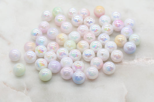 10mm Assort Ombre Round Beads, Acrylic Gumball Bead, Iridescent Round Beads, Bubblegum Beads, Plastic Round Bead, Jewelry Beads #2710 - Yourdiysupply