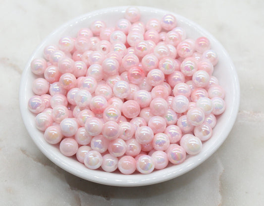 8mm Blush Pink Ombre Round Beads, Acrylic Gumball Bead, Iridescent Round Beads, Bubblegum Beads, Plastic Round Bead, Jewelry Beads #2713