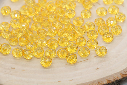 8mm Orange Transparent Faceted Rondelle Beads, Faceted Acrylic Loose Beads, Bubblegum Beads, Chunky Beads, #2778