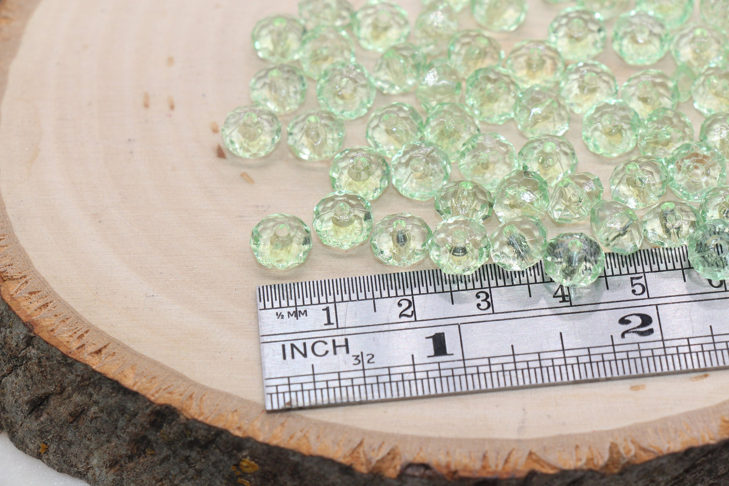 8mm Light Green Transparent Faceted Rondelle Beads, Faceted Acrylic Loose Beads, Bubblegum Beads, Chunky Beads, #2780