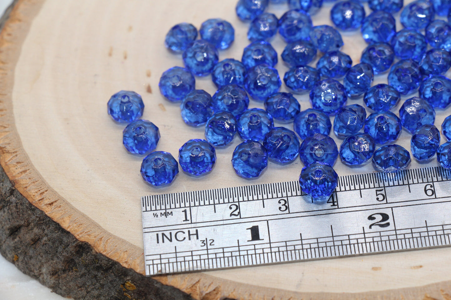 8mm Royal Blue Transparent Faceted Rondelle Beads, Faceted Acrylic Loose Beads, Bubblegum Beads, Chunky Beads, #2781
