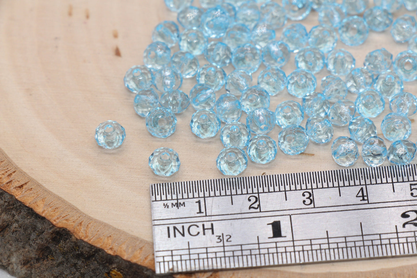 6mm Light Blue Transparent faceted bubblegum beads, Acrylic Beads