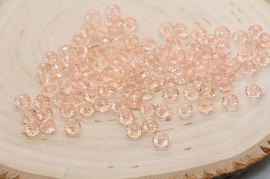 6mm Peach Transparent Faceted Rondelle Beads, Faceted Acrylic Loose Beads, Bubblegum Beads, Chunky Beads, #2791