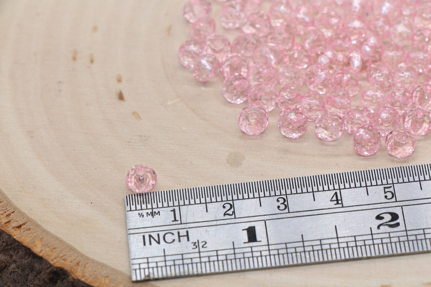 6mm Pink Transparent Faceted Rondelle Beads, Faceted Acrylic Loose Beads, Bubblegum Beads, Chunky Beads, #2792