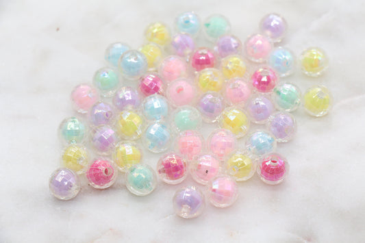 10mm Assort AB Faceted Gumball Beads