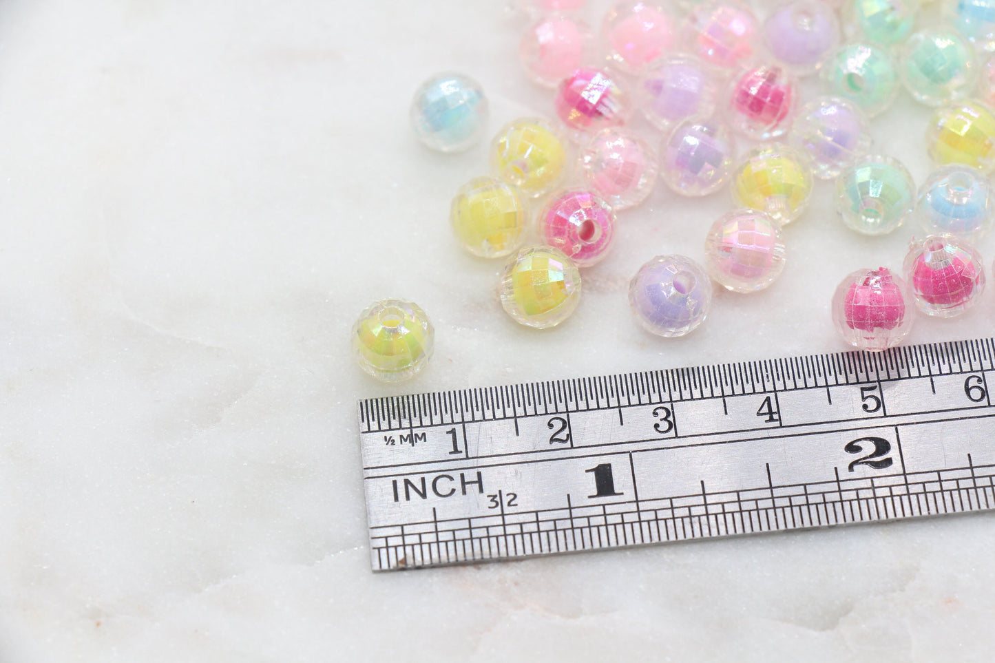 8mm Assort AB Faceted Gumball Beads, Multicolor Iridescent Faceted Acrylic Loose Beads, Bubblegum Beads, Chunky Beads, Bracelet Beads #487