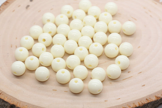 10mm Ivory Gumball Beads, Round Acrylic Loose Beads, Bubblegum Beads, Chunky Beads, Gumball Beads, Smooth Plastic Round Beads #497