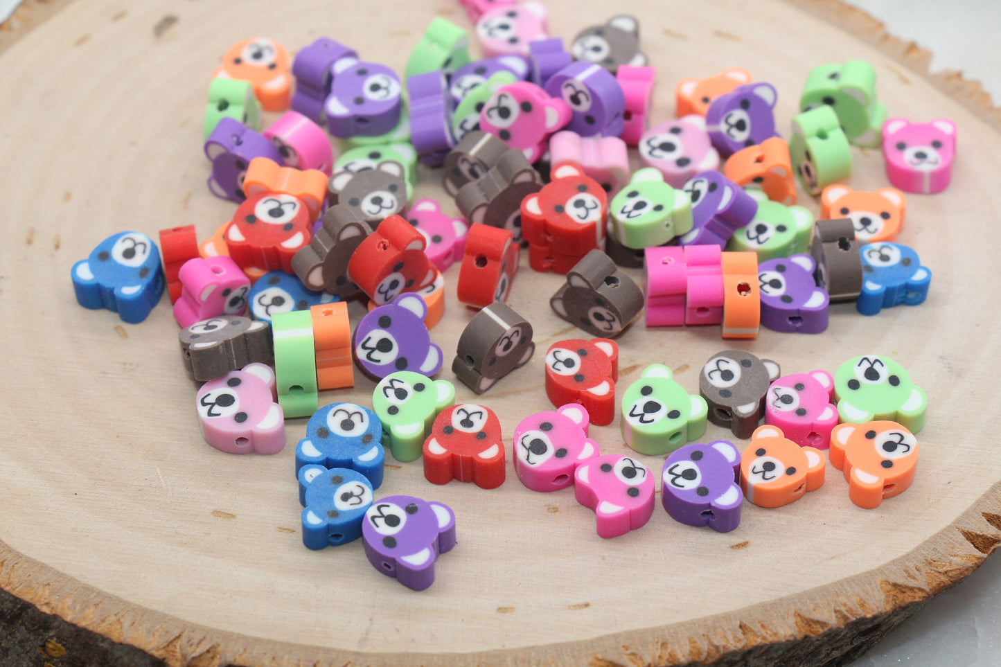 Bear Polymer Clay Beads, Dog Clay Beads, Multicolor Animal Beads, Jewelry Beads #41
