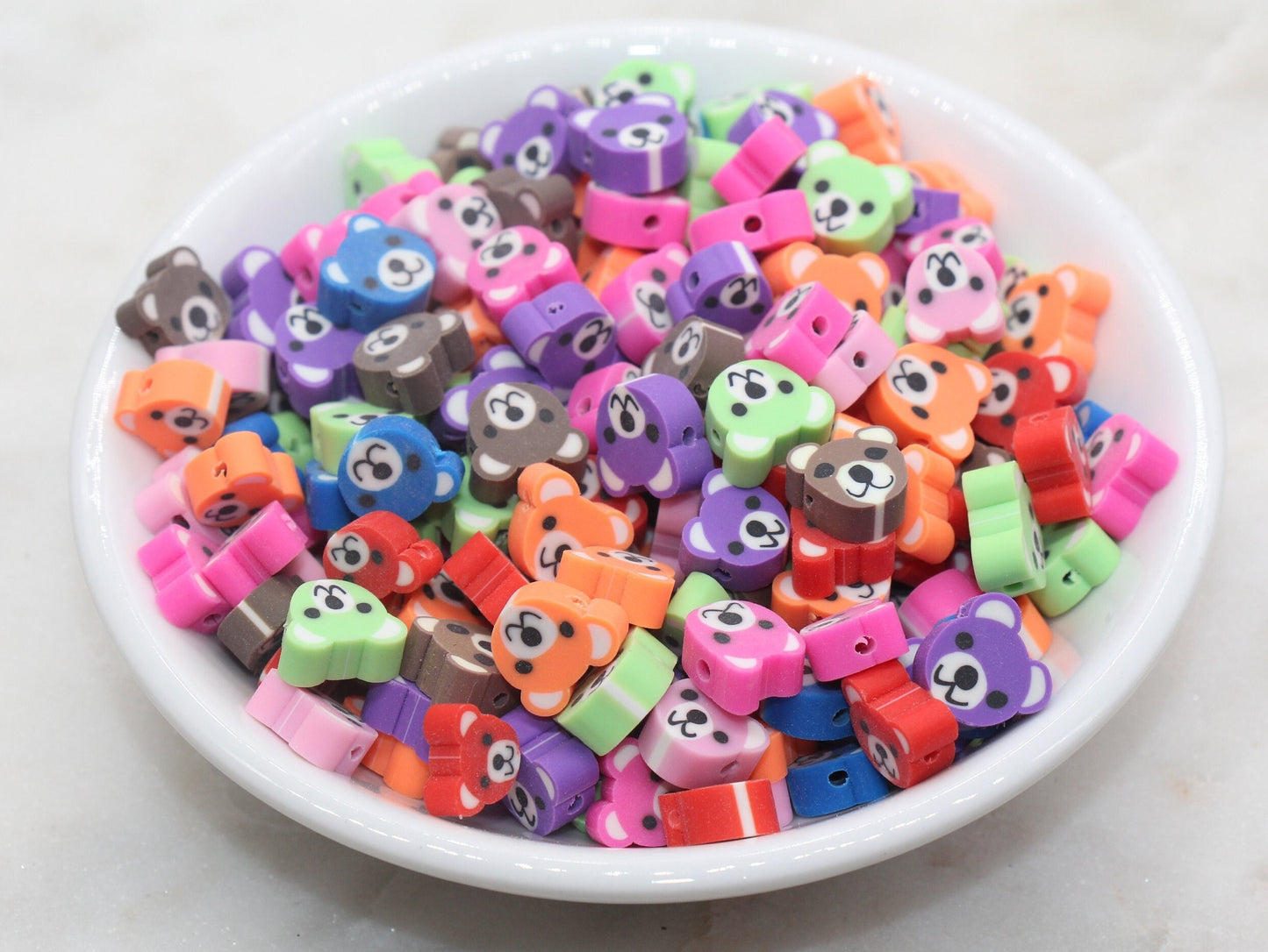Bear Polymer Clay Beads, Dog Clay Beads, Multicolor Animal Beads, Jewelry Beads #41