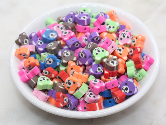 Bear Polymer Clay Beads, Dog Clay Beads, Multicolor Animal Beads, Jewelry Beads #41