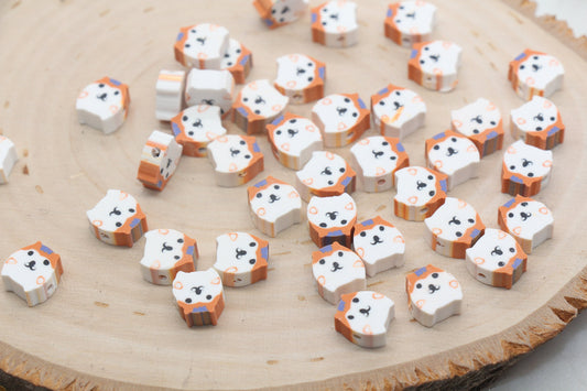 Kawaii Puppy Polymer Clay Beads, Dog Clay Beads, Puppy Clay Round Loose Beads, Jewelry Beads, Bead for Bracelet #265