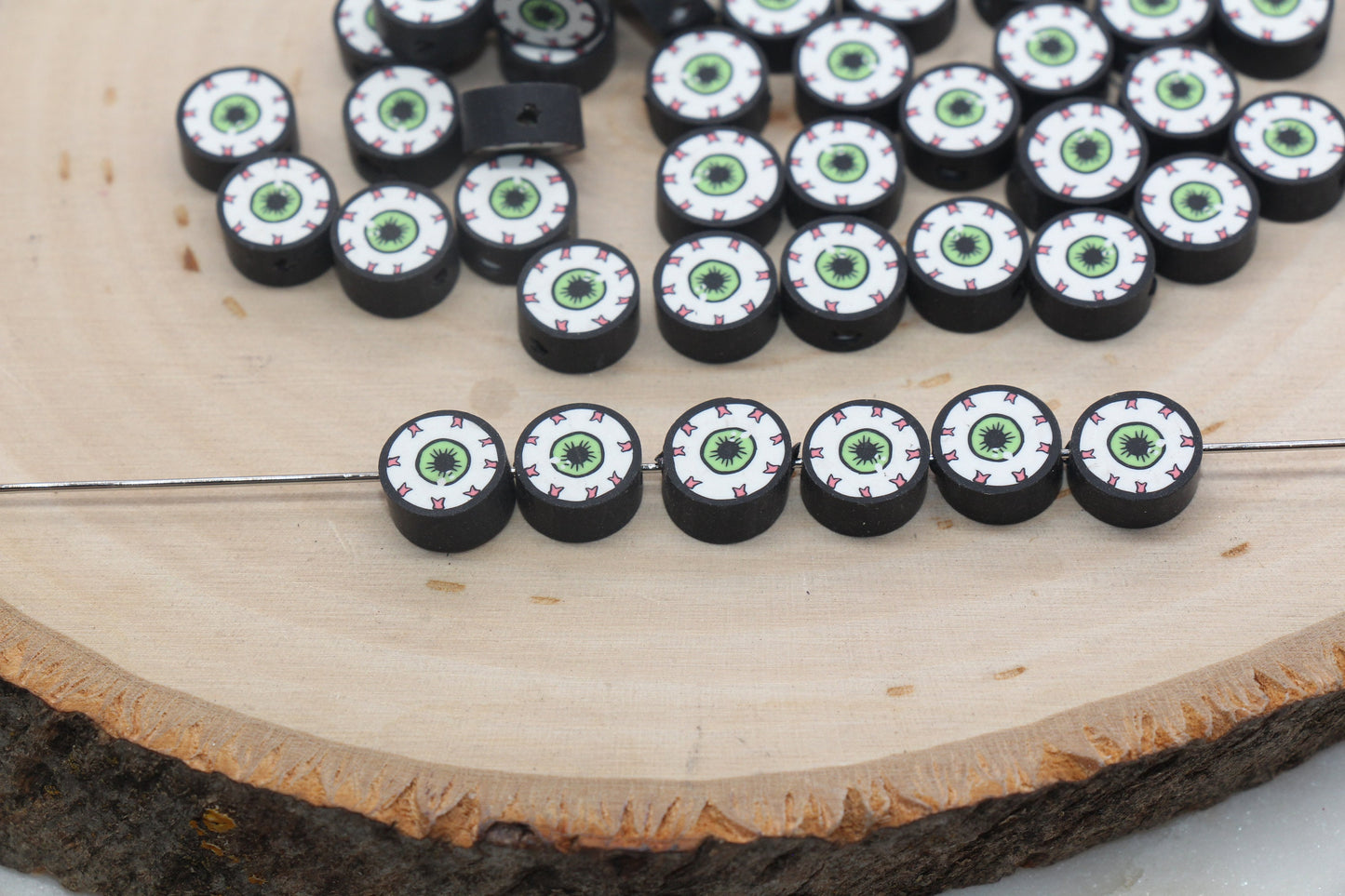 Eye Ball Polymer Clay Beads, Evil Eye Fimo Cane Beads, Eyeball Clay Beads, Bead for Bracelet, Jewelry Beads #121