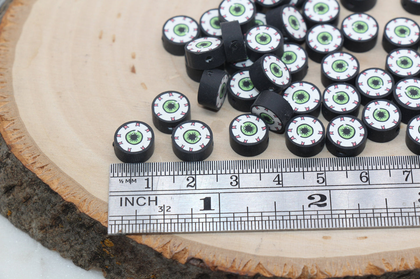 Eye Ball Polymer Clay Beads, Evil Eye Fimo Cane Beads, Eyeball Clay Beads, Bead for Bracelet, Jewelry Beads #121