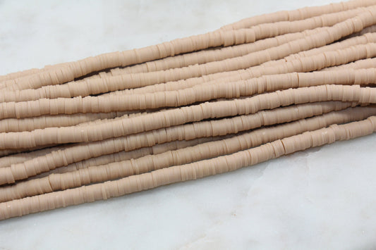 6mm Desert Sand Heishi Beads, Polymer Clay Disc Beads, African Disc Beads, Vinyl Heishi, 16 inch Strand #70