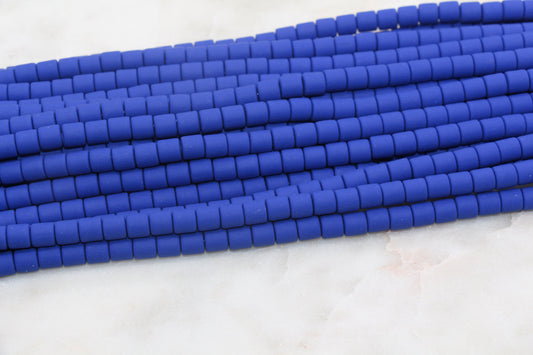 6mm Wide Column Chunky Polymer Clay Beads, Royal Blue Heishi Spacer Beads, Clay Tube Beads, Barrel Beads Heishi Beads #96