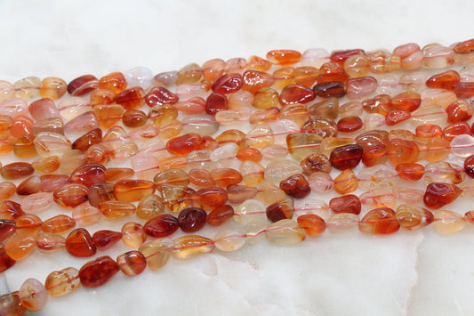 Red Agate Beads, Red Gemstone Nugget Beads, Loose Beads, Pebble Nugget Beads, Size 6mm-8mm #12