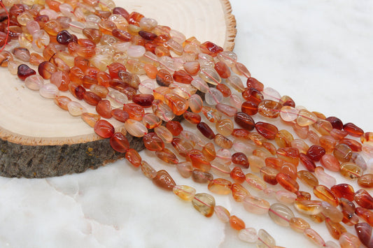 Red Agate Beads, Red Gemstone Nugget Beads, Loose Beads, Pebble Nugget Beads, Size 6mm-8mm #12