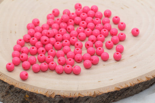 6mm Rose Pink Gumball Beads, Round Acrylic Loose Beads, Bubblegum Beads, Chunky Beads, Smooth Plastic Round Beads #2818