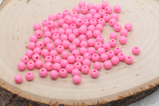 6mm Bubblegum Pink Gumball Beads, Round Acrylic Loose Beads, Bubblegum Beads, Chunky Beads, Smooth Plastic Round Beads #2822