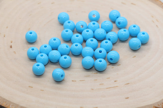 8mm Bright Blue Gumball Beads, Round Acrylic Loose Beads, Bubblegum Beads, Chunky Beads, Bubble Gum Beads, Smooth Plastic Round Beads #2828