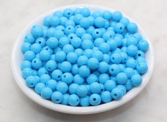 8mm Bright Blue Gumball Beads, Round Acrylic Loose Beads, Bubblegum Beads, Chunky Beads, Bubble Gum Beads, Smooth Plastic Round Beads #2828