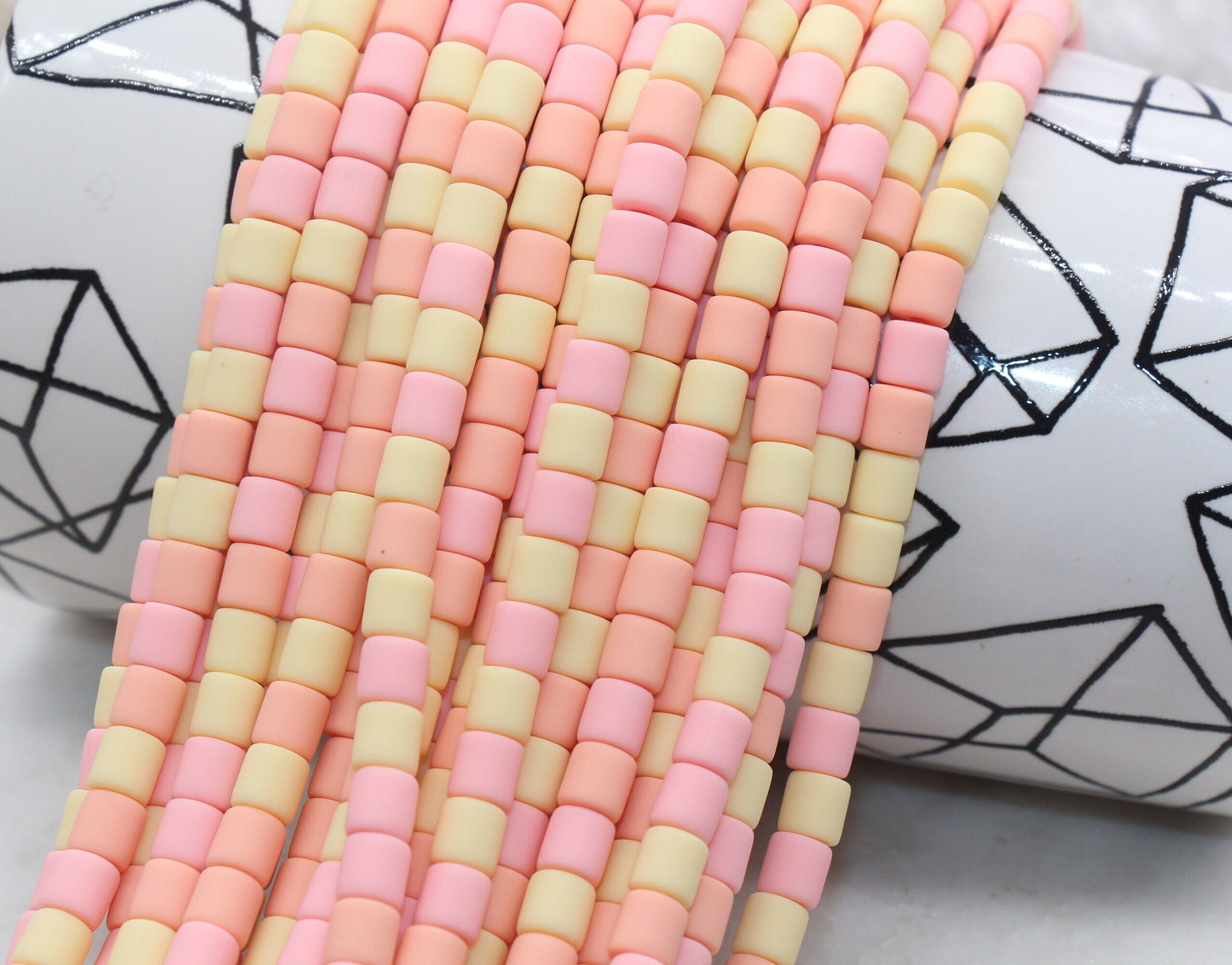6mm Wide Column Chunky Polymer Clay Beads, Multicolor Heishi Spacer Beads, Clay Tube Beads, Barrel Beads Heishi Beads #488