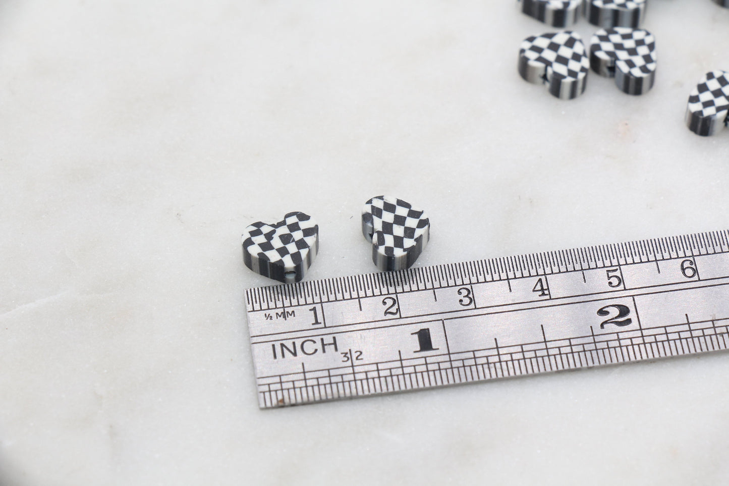 Black Checkered Polymer Clay Beads, Clay Round Beads, Loose Beads, Jewelry Beads, Beads for Bracelet #350