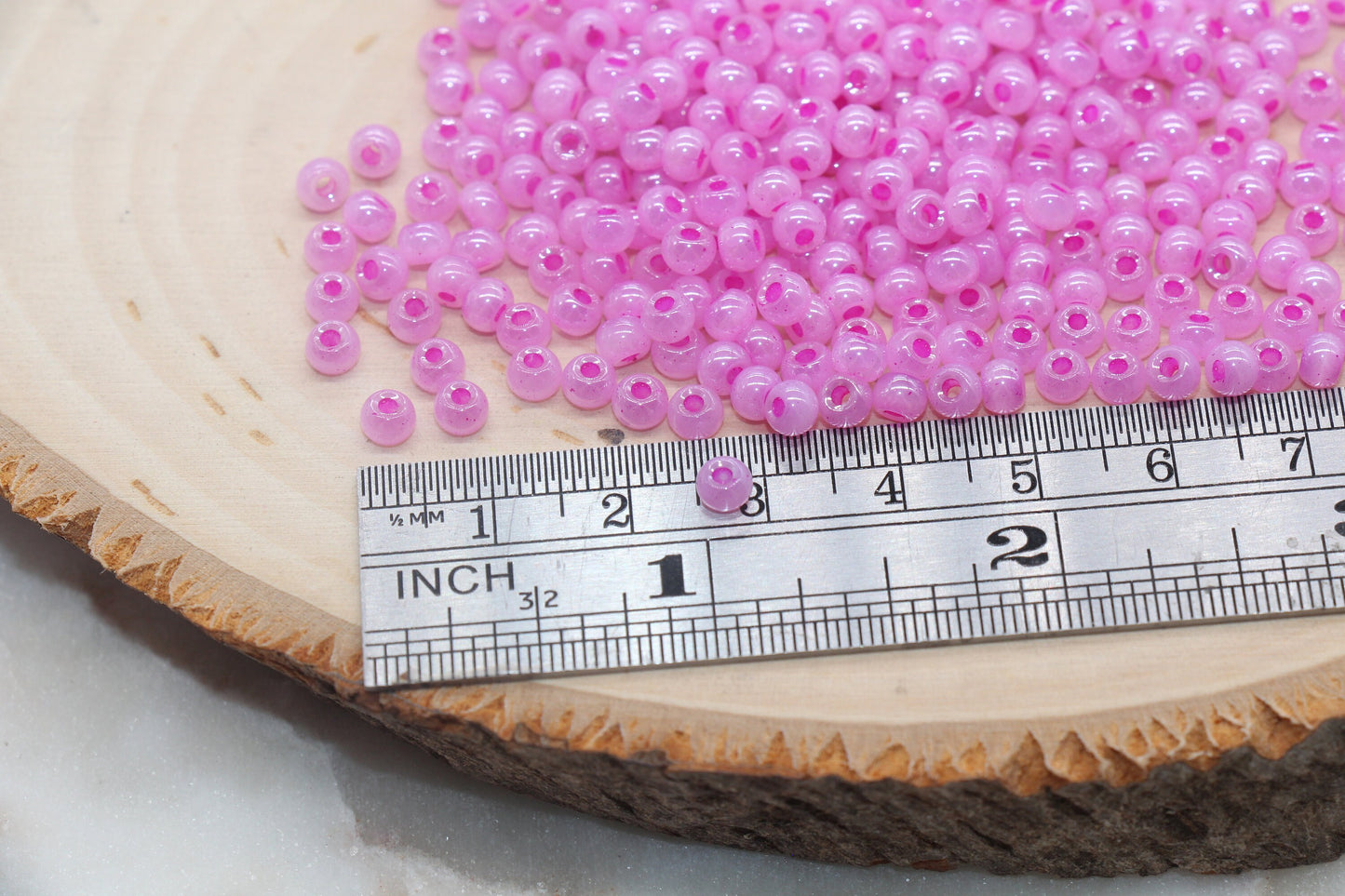 Round Creamy Glass Seed Beads, 4mm 6/0 Glass Round Seed Beads, Creamy Hot Pink Seed Beads, Glossy Rocailles Beads, Beading Supplies #2732