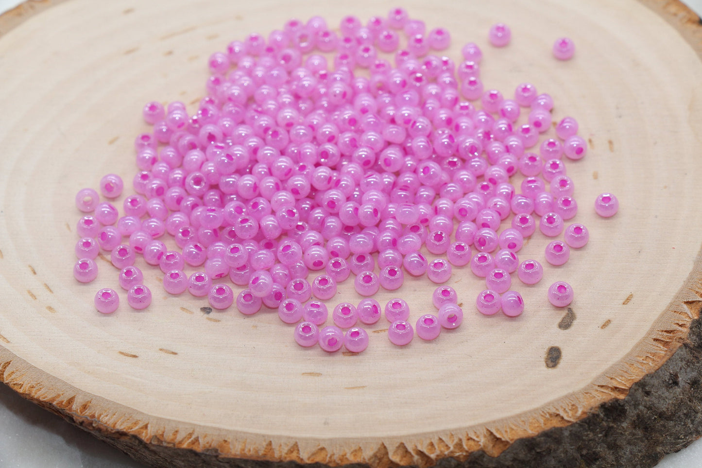 Round Creamy Glass Seed Beads, 4mm 6/0 Glass Round Seed Beads, Creamy Hot Pink Seed Beads, Glossy Rocailles Beads, Beading Supplies #2732