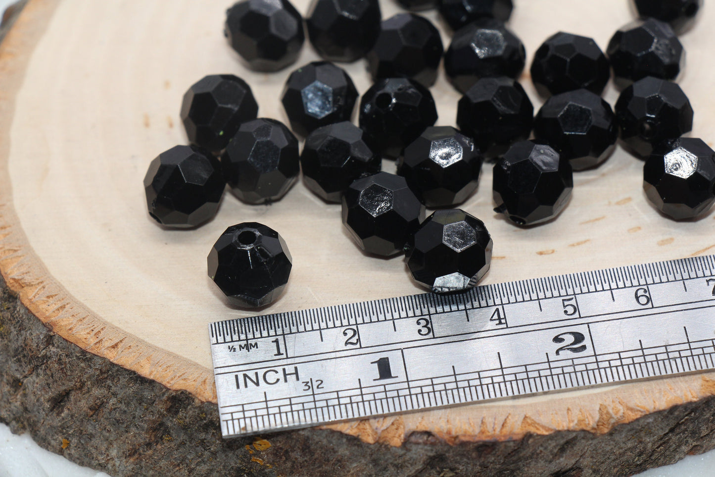 12mm Black Faceted Beads, Faceted Acrylic Beads, Bubblegum Beads, Chunky Beads, Bead for Bracelet, Jewelry Beads #2833