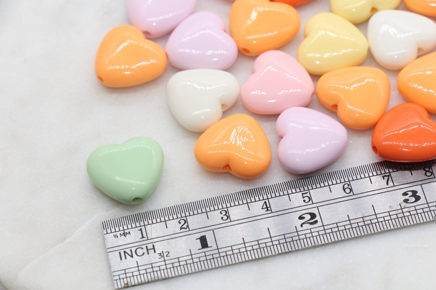Mix Heart Beads, Multicolor Acrylic Heart Beads, Chunky Heart Beads, Plastic Heart Shape Beads, Vertical Hole Hearts #2837