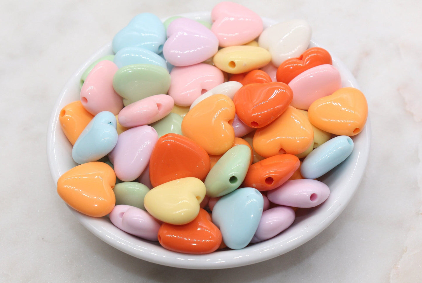 Mix Heart Beads, Multicolor Acrylic Heart Beads, Chunky Heart Beads, Plastic Heart Shape Beads, Vertical Hole Hearts #2837