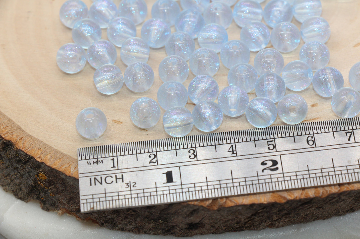 8mm Blue Glitter Round Beads, Iridescent Acrylic Gumball Beads, Translucent Round Spacer Beads, Bubblegum Beads, Plastic Round Bead #2850
