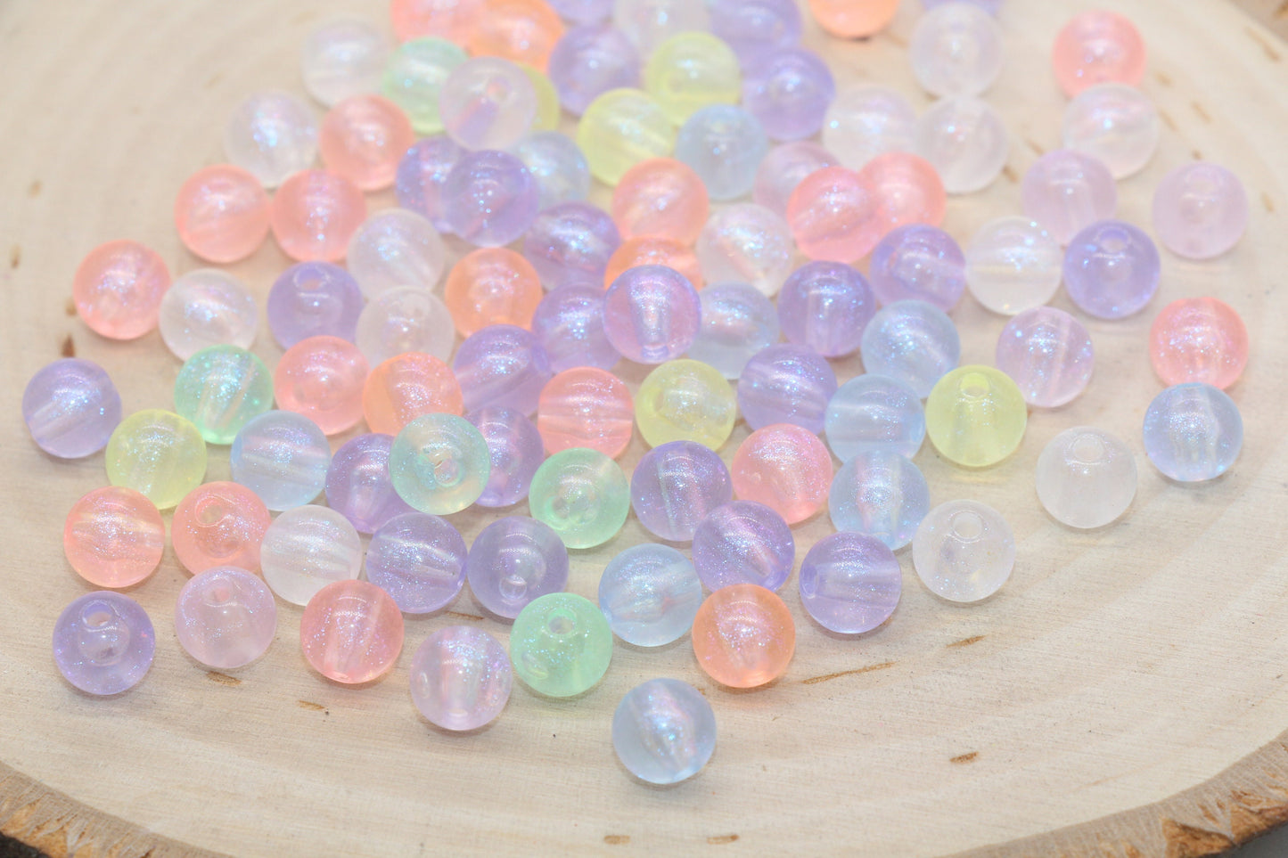 8mm Mix Glitter Round Beads, Iridescent Acrylic Gumball Beads, Translucent Round Spacer Beads, Bubblegum Beads, Plastic Round Bead #2862
