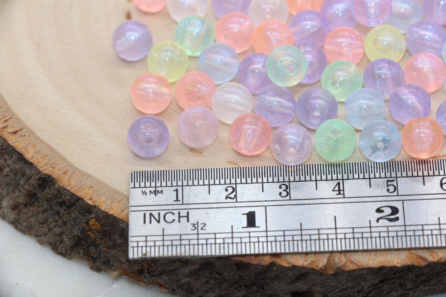 8mm Mix Glitter Round Beads, Iridescent Acrylic Gumball Beads, Translucent Round Spacer Beads, Bubblegum Beads, Plastic Round Bead #2862