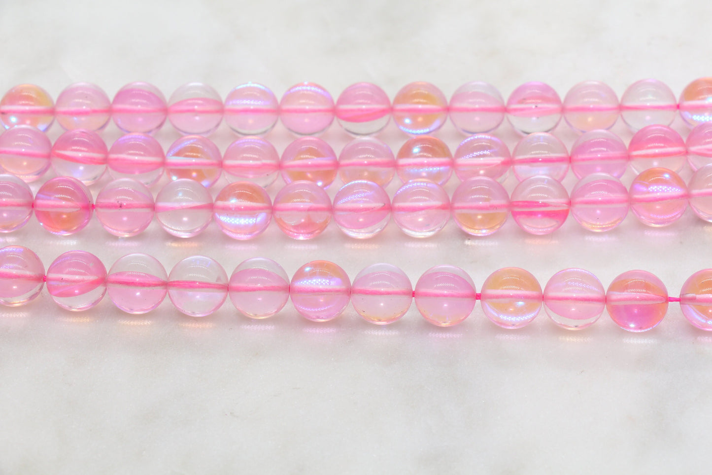 Pink Iridescent Beads, Imitation Moonstone, Pink Moonstone, Iridescent Glass, Size 6mm 8mm 12mm, #117