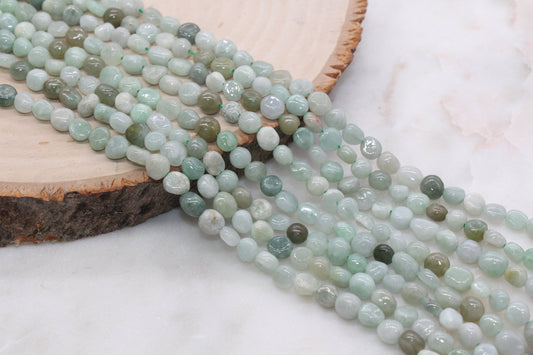 Jade Nugget Beads, Jade Irregular Gemstone Loose Beads, Pebble Beads, Chip Beads, 6mm #55